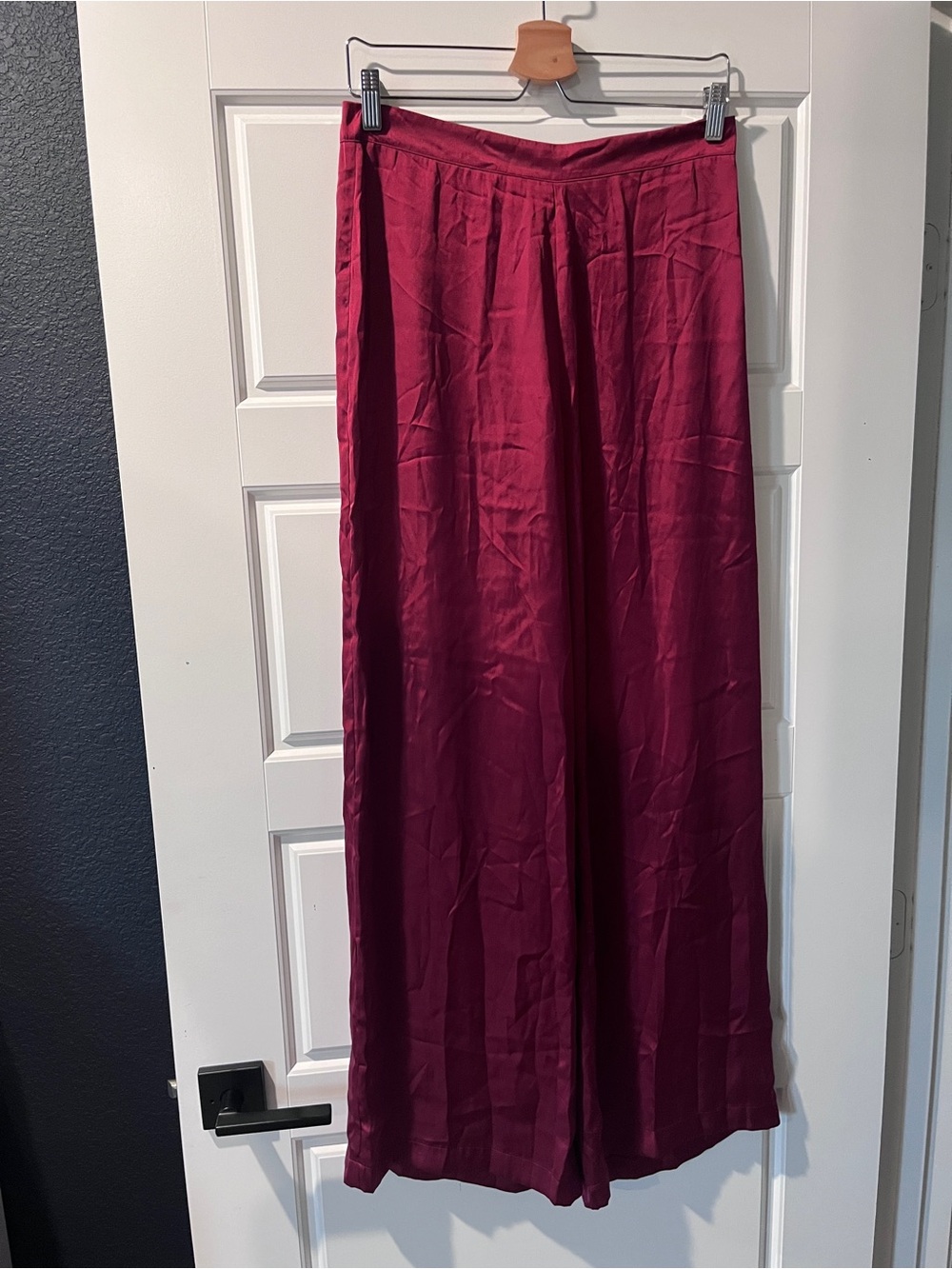 H&M Satin Pants in Deep Wine
